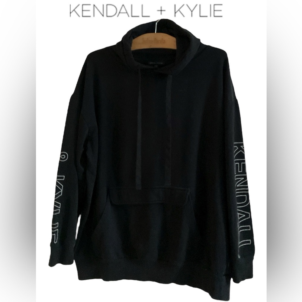 🌈KENDALL & KYLIE Black Hoodie with Bold Sleeve Graphics